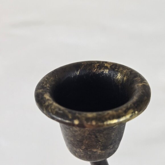 Pair of Metal Fleur de Lis Sconces Wall Hanging Black Gold Hilights Taper Candle - Picture 8 of 10